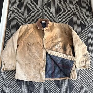 Carhartt Distressed Detroit Barn Coat Chore Coat Blanket Lined Workwear Men’s
